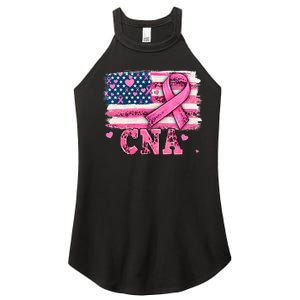 Cna Nurse American Flag P.I.N.K Ribbon Breast Cancer Awareness Women’s Perfect Tri Rocker Tank