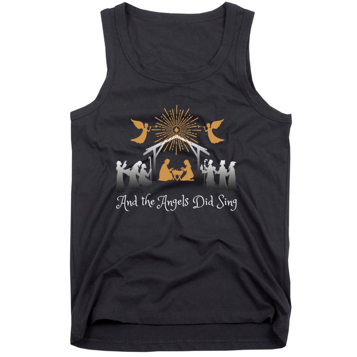 Christian Nativity And the Angels Did Sing Funny Christmas Tank Top