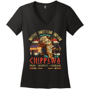 Chippewa Native American Indian Pride Indigenous Tribe Women's V-Neck T-Shirt