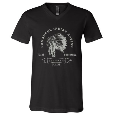 Comanche Native American Indian Pride Chief Respect V-Neck T-Shirt