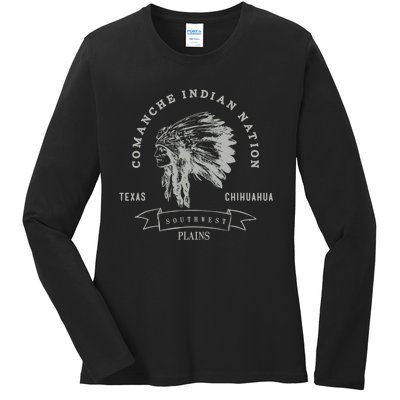 Comanche Native American Indian Pride Chief Respect Ladies Long Sleeve Shirt