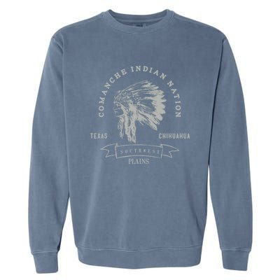 Comanche Native American Indian Pride Chief Respect Garment-Dyed Sweatshirt