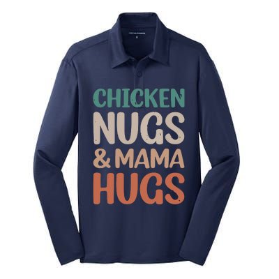 Chicken Nugs And Mama Hugs Nuggets Foodies Lovers Silk Touch Performance Long Sleeve Polo