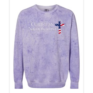 Christian Nationalist American Flag Cross Faith Colorblast Crewneck Sweatshirt