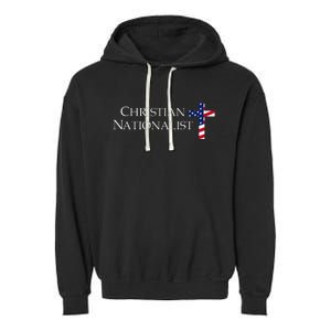 Christian Nationalist American Flag Cross Faith Garment-Dyed Fleece Hoodie