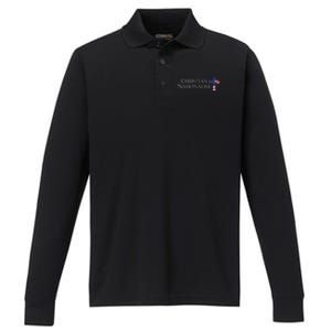 Christian Nationalist American Flag Cross Faith Performance Long Sleeve Polo