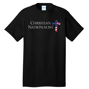 Christian Nationalist American Flag Cross Faith Tall T-Shirt