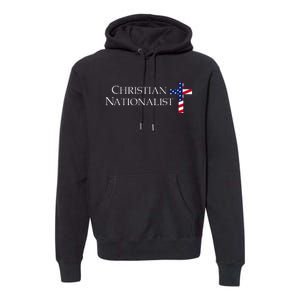 Christian Nationalist American Flag Cross Faith Premium Hoodie