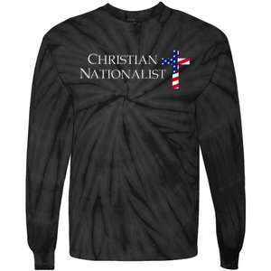 Christian Nationalist American Flag Cross Faith Tie-Dye Long Sleeve Shirt