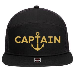 CAPTAIN NAUTICAL ANCHOR BOATER SAILOR YACHTING BOAT OWNER 7 Panel Mesh Trucker Snapback Hat