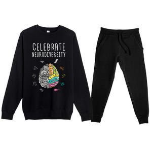 Celebrate Neurodiversity Adhd Autism Asd Awareness Gift Premium Crewneck Sweatsuit Set