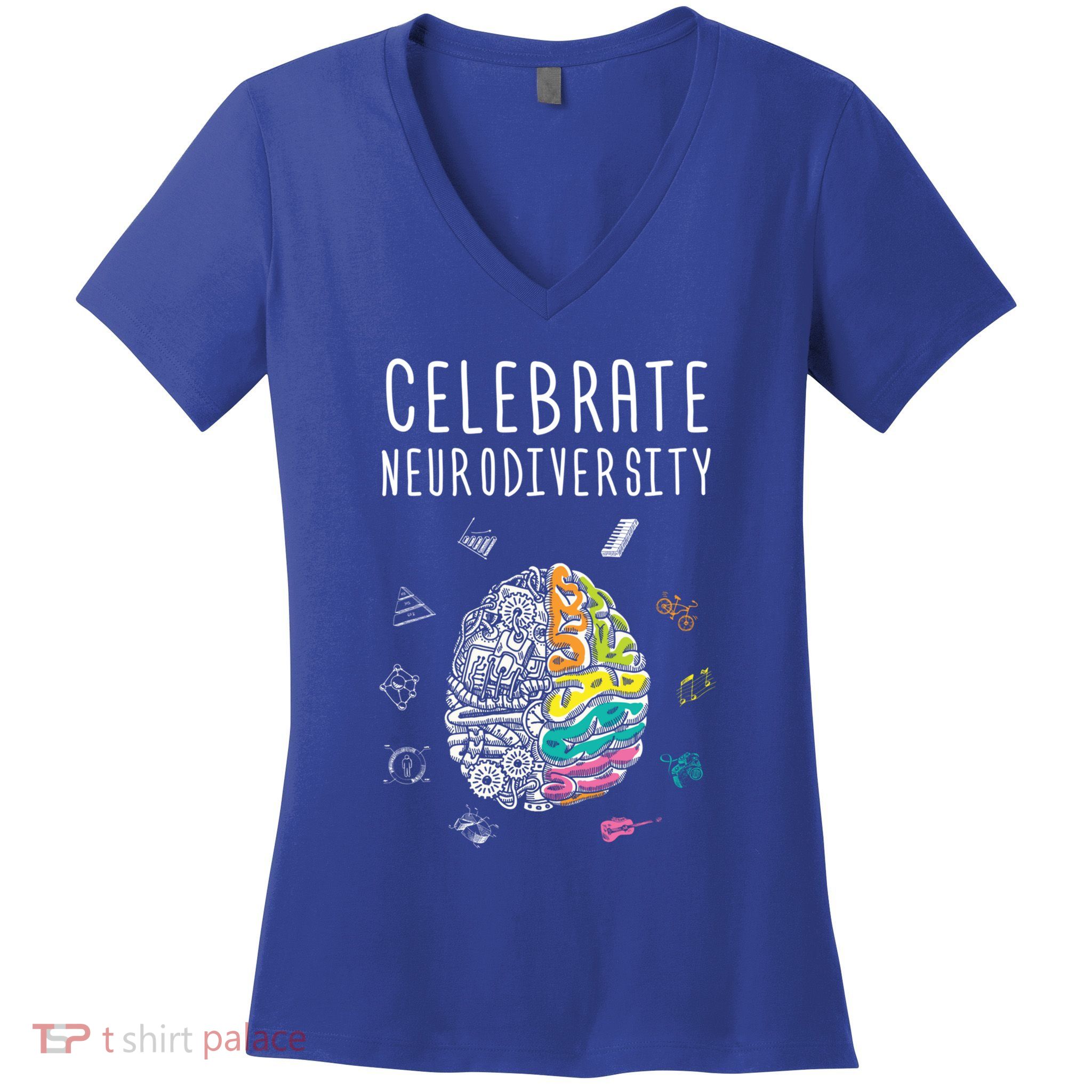 Celebrate Neurodiversity Adhd Autism Asd Awareness Gift Women's V-Neck T-Shirt