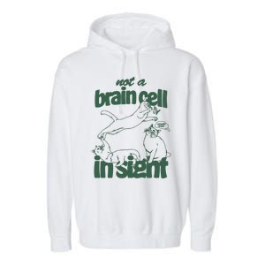 Cat Not A Brain Cell In Sight Garment-Dyed Fleece Hoodie