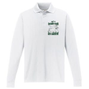 Cat Not A Brain Cell In Sight Performance Long Sleeve Polo