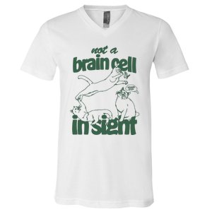 Cat Not A Brain Cell In Sight V-Neck T-Shirt