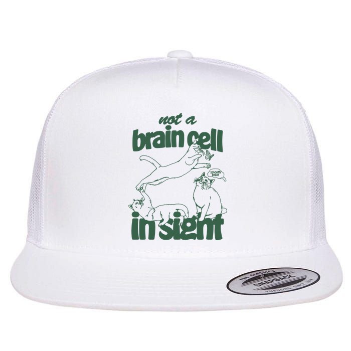Cat Not A Brain Cell In Sight Flat Bill Trucker Hat