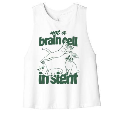 Cat Not A Brain Cell In Sight Women's Racerback Cropped Tank