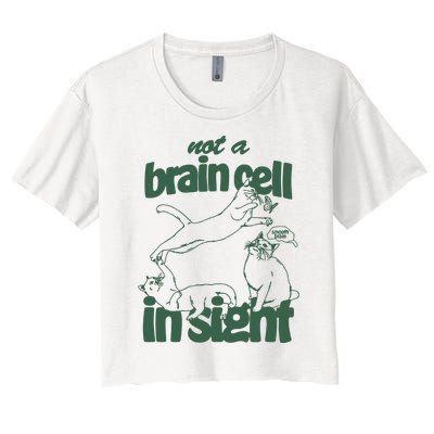 Cat Not A Brain Cell In Sight Women's Crop Top Tee