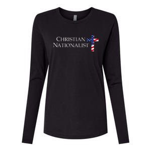 Christian Nationalist American Flag Womens Cotton Relaxed Long Sleeve T-Shirt