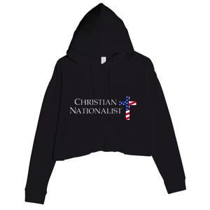 Christian Nationalist American Flag Crop Fleece Hoodie