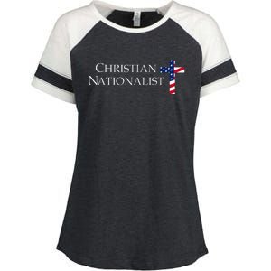 Christian Nationalist American Flag Enza Ladies Jersey Colorblock Tee