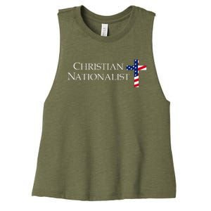 Christian Nationalist American Flag Women's Racerback Cropped Tank