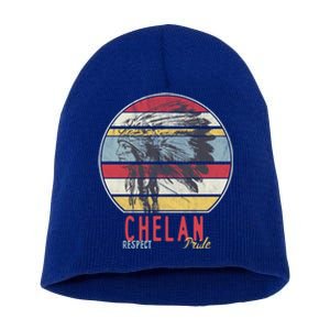 Chelan Native American Indian Tribe Respect Pride Retro Sun Gift Short Acrylic Beanie