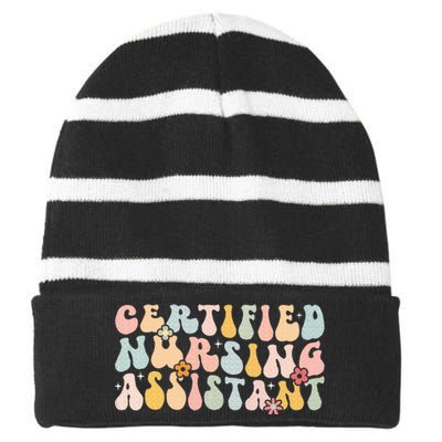 Certified Nursing Assistant Striped Beanie with Solid Band