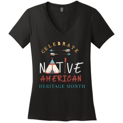 Celebrate Native American Heritage Month Women's V-Neck T-Shirt