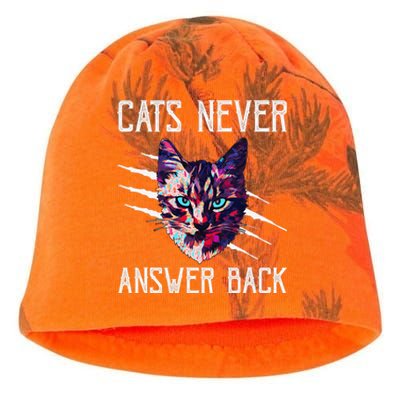 Cats Never Answer Back Cat Lover Joke Kitten Pun Cat Mom Kati - Camo Knit Beanie