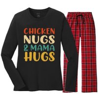 Chicken Nugs And Mama Hugs Nuggets Foodies Lovers Women's Long Sleeve Flannel Pajama Set 