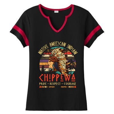 Chippewa Native American Indian Pride Indigenous Tribe Gift Ladies Halftime Notch Neck Tee