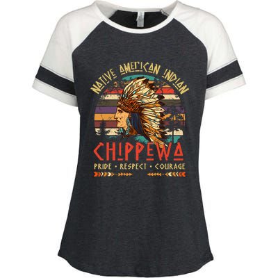 Chippewa Native American Indian Pride Indigenous Tribe Gift Enza Ladies Jersey Colorblock Tee