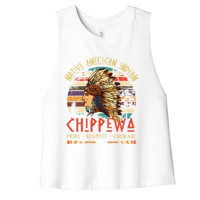 Chippewa Native American Indian Pride Indigenous Tribe Gift Women's Racerback Cropped Tank