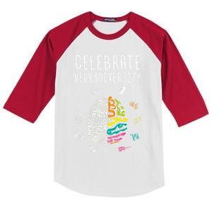 Celebrate Neurodiversity Adhd Autism Asd Awareness Gift Great Gift Kids Colorblock Raglan Jersey