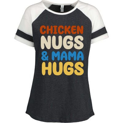 Chicken Nugs And Mama Hugs Enza Ladies Jersey Colorblock Tee