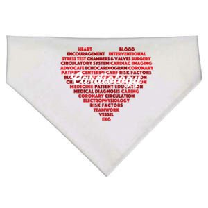 Cardiac Nurse And Cardiologist: Word Cloud Cardiology Heart Gift USA-Made Doggie Bandana