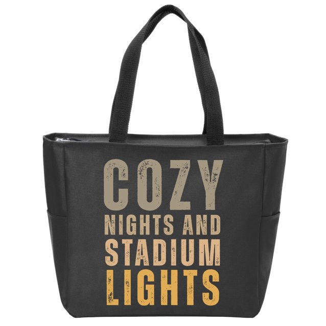 Cozy Nights And Stadium Lights Football Zip Tote Bag