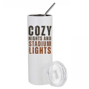 Cozy Nights And Stadium Lights Football Stainless Steel Tumbler