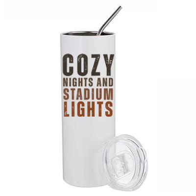 Cozy Nights And Stadium Lights Football Stainless Steel Tumbler