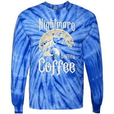 Cute Nightmare Before Coffee Halloween Funny Mug Gift Tie-Dye Long Sleeve Shirt