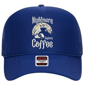 Cute Nightmare Before Coffee Halloween Funny Mug Gift High Crown Mesh Back Trucker Hat