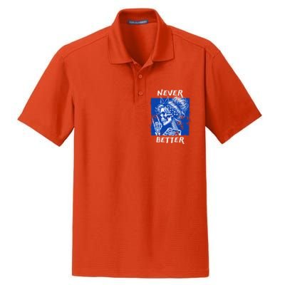 Cool Never Better Funny Skeleton Halloween Gift Dry Zone Grid Polo