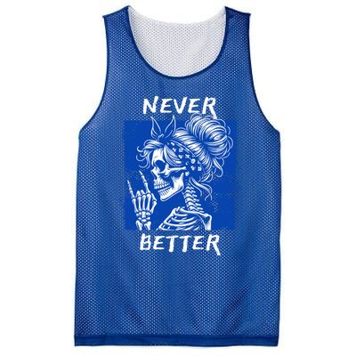 Cool Never Better Funny Skeleton Halloween Gift Mesh Reversible Basketball Jersey Tank