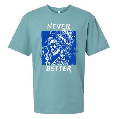 Cool Never Better Funny Skeleton Halloween Gift Sueded Cloud Jersey T-Shirt