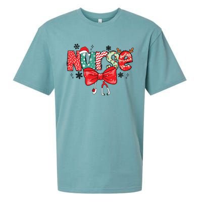 Christmas Nurse Bow Sueded Cloud Jersey T-Shirt