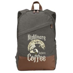 Cute Nightmare Before Coffee Halloween Funny Mug Gift Cotton Canvas Backpack