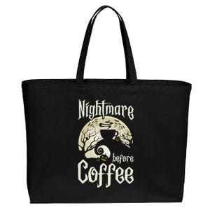 Cute Nightmare Before Coffee Halloween Funny Mug Gift Cotton Canvas Jumbo Tote