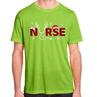 Christmas Nurse Buffalo Plaid Christmas Nursing Healthcare Adult ChromaSoft Performance T-Shirt