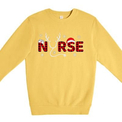 Christmas Nurse Buffalo Plaid Christmas Nursing Healthcare Premium Crewneck Sweatshirt